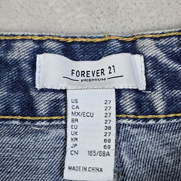 FOREVER 21 Cargo Jeans Womens 27 Blue Flap Pockets Baggy Wide Leg Y2K Grunge - Picture 5 of 11